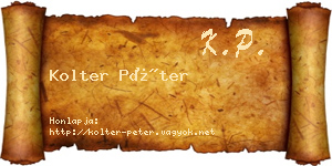 Kolter Péter névjegykártya